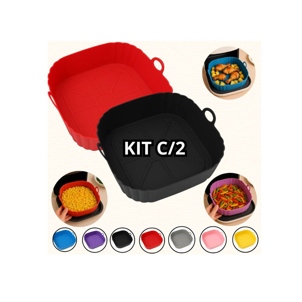 Kit 2 Formas de Silicone para Air Fryer com Alça