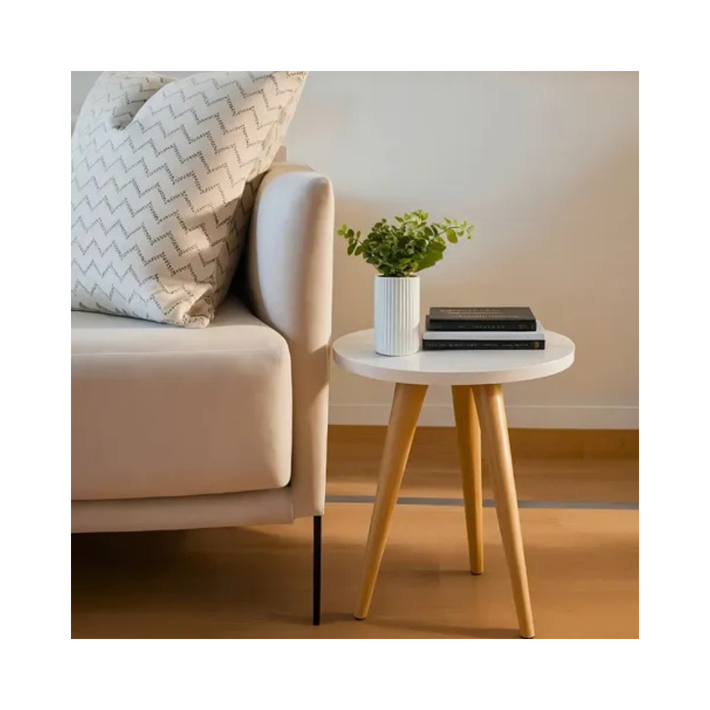 Mesa Lateral Redonda Moderna para Sala de Estar e Quarto, Design Elegante para Decoração de Ambientes.
