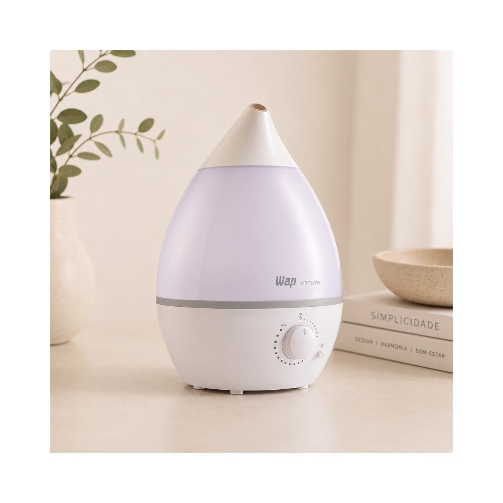 Umidificador de Ar WAP Air Flow Ultrassônico com Design Moderno para Melhorar a Umidade e o Conforto dos Ambientes.