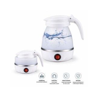 Chaleira elétrica portátil dobrável de silicone 600ml para viagem
