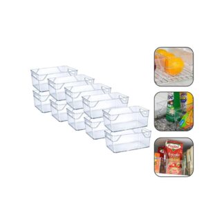 kit 10 organizadores de geladeira acrilico