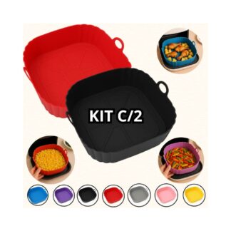 Kit 2 Formas de Silicone para Air Fryer com Alça
